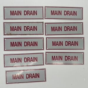 9 Fire sprinklers main drain signs, 6 x 2 inch
